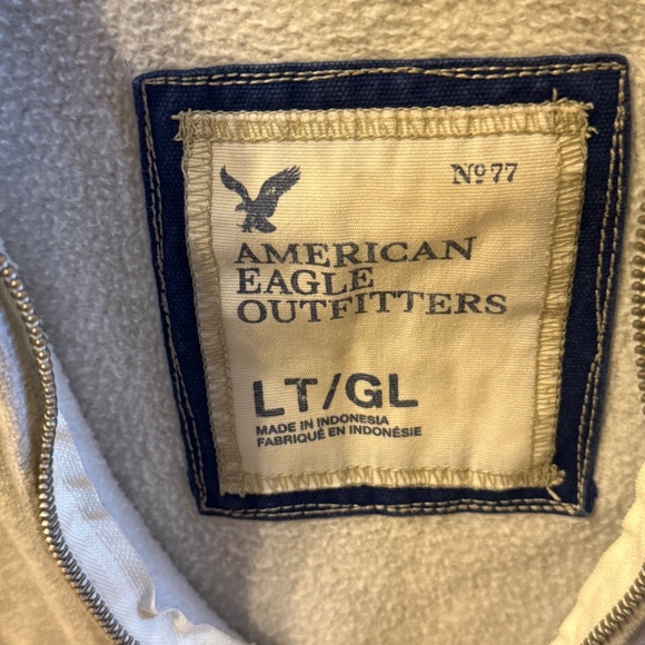 American Eagle Vintage Full Zip Hoodie Men's L Tall Fleece Eagle Logo Jacket Y2K - Picture 5 of 8